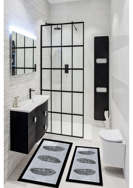 Dijital Baskılı Kaydırmaz yikanabilir Hoja 2li Banyo Halısı Paspas Klozet Takımı