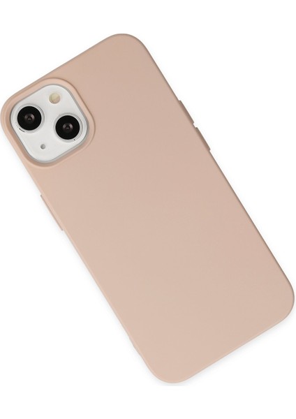 iPhone 14 Kılıf Lansman Nano Içi Kadife Silikon - Pudra modelleri