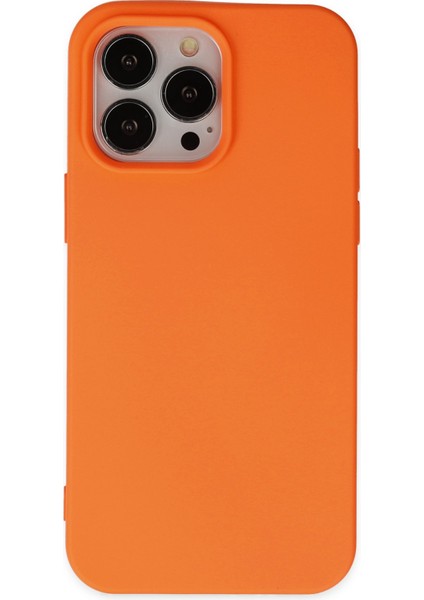 iPhone 14 Pro Max Kılıf Lansman Nano Içi Kadife Silikon - Turuncu