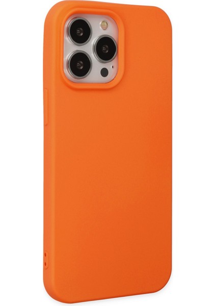 iPhone 14 Pro Max Kılıf Lansman Nano Içi Kadife Silikon - Turuncu