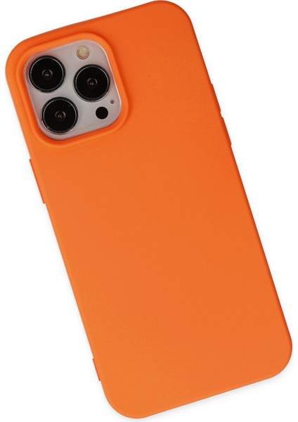 iPhone 14 Pro Max Kılıf Lansman Nano Içi Kadife Silikon - Turuncu