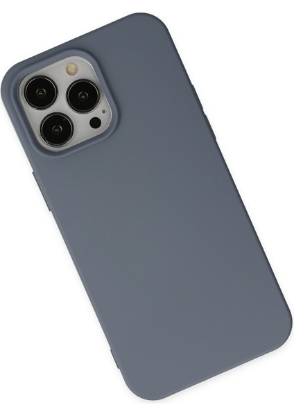 iPhone 14 Pro Max Kılıf Lansman Nano Içi Kadife Silikon - Gri