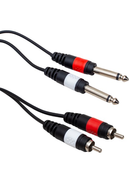 BK Teknoloji 2x 6.35 mm 1/4 Erkek Jack To 2x Rca Erkek Ses Kablosu 3 Metre