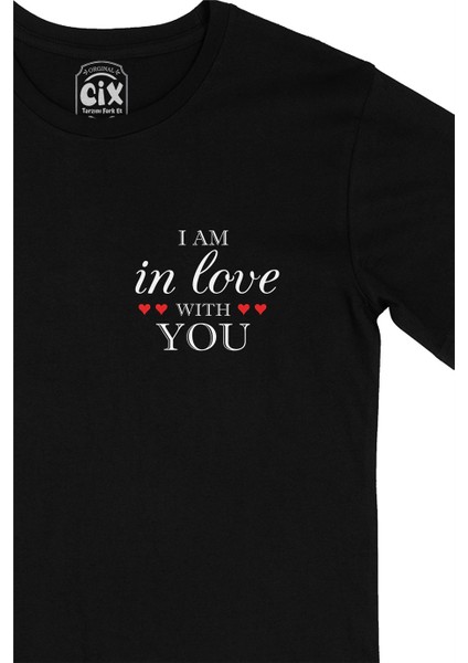 Cix I Am In Love With You Cep Logo Tasarımlı Siyah Tişört