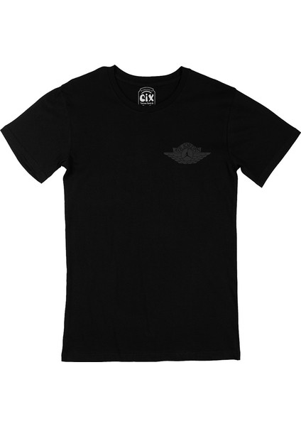 Cix Air Jordan Cep Logo Tasarımlı Siyah Tişört
