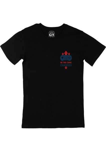Cix Game Changer Cep Logo Tasarımlı Siyah Tişört