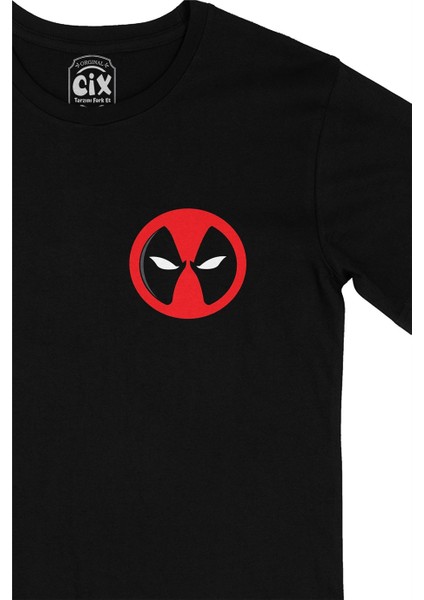 Deadpool Cep Logo Tasarımlı Siyah Tişört