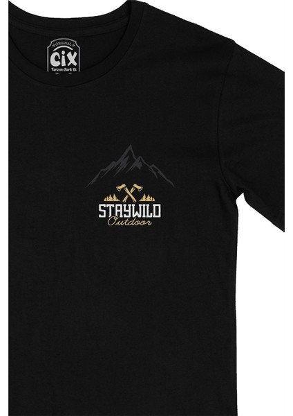 Cix Stay Wild Outdoor Cep Logo Tasarımlı Siyah Tişört fiyatları