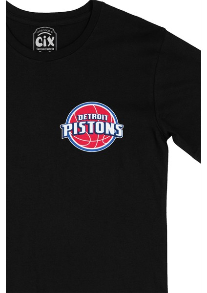 Detroit Pistons Cep Logo Tasarımlı Siyah Tişört fiyatları