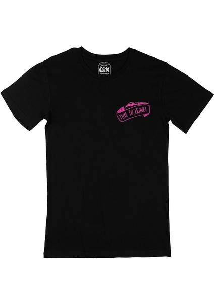 Cix Time To Travel Cep Logo Tasarımlı Siyah Tişört