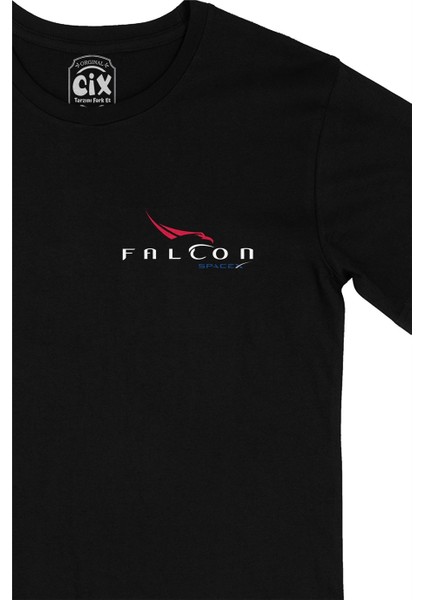 Falcon Spacex Cep Logo Tasarımlı Siyah Tişört fiyatları