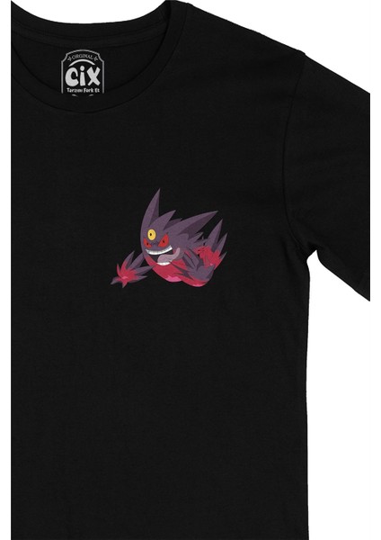 Pokemon Mega Gengar Cep Logo Tasarımlı Siyah Tişört fiyatları