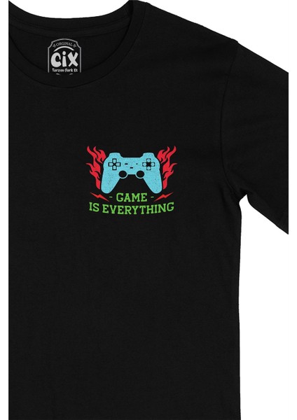 Cix Mavi Game Is Everything Cep Logo Tasarımlı Siyah Tişört fiyatları