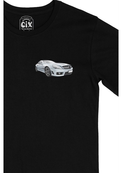 Beyaz Spor Araba Cep Logo Tasarımlı Siyah Tişört fiyatları