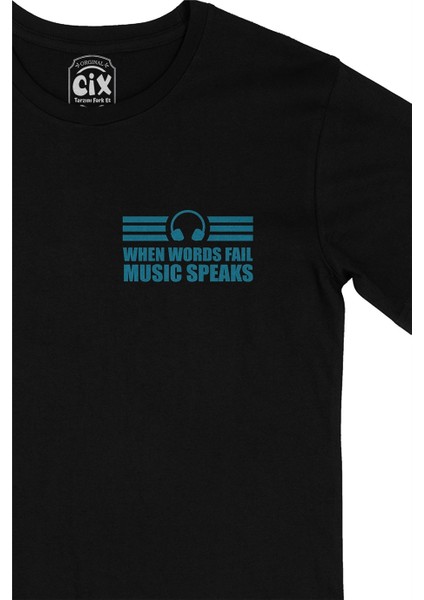 Cix Music Speaks Headphone Cep Logo Tasarımlı Siyah Tişört fiyatları