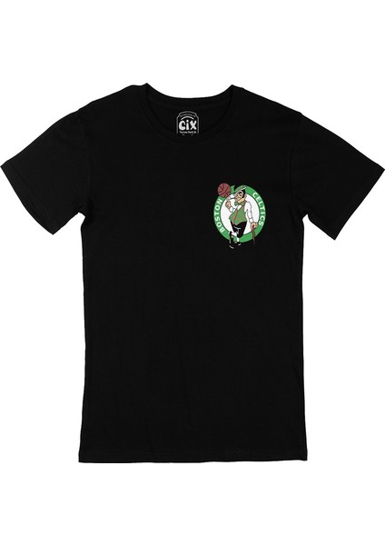 Boston Celtics Cep Logo Tasarımlı Siyah Tişört
