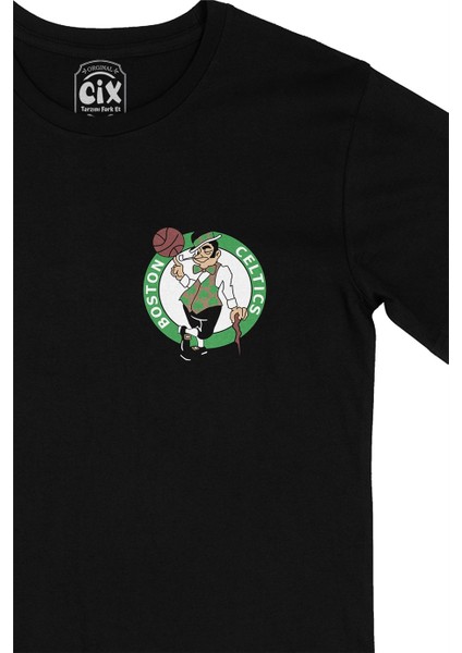 Boston Celtics Cep Logo Tasarımlı Siyah Tişört