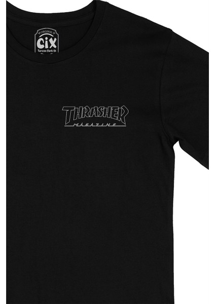 Thrasher Magazine Cep Logo Tasarımlı Siyah Tişört fiyatları
