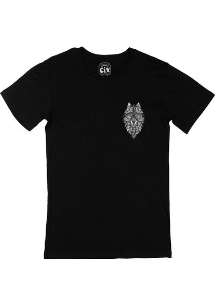 Cix Kurt Mandala Cep Logo Tasarımlı Siyah Tişört