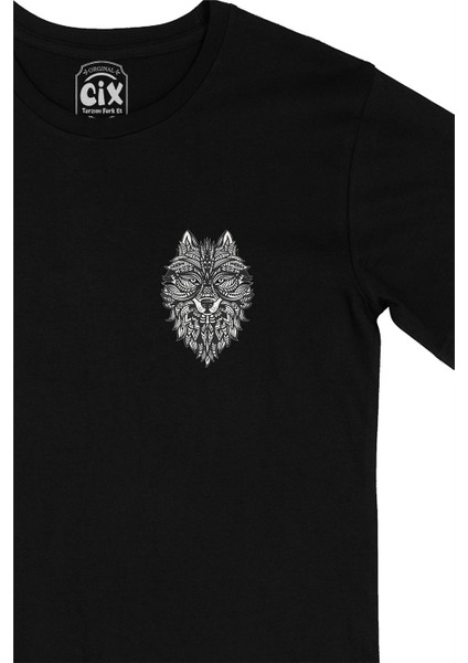 Cix Kurt Mandala Cep Logo Tasarımlı Siyah Tişört fiyatları