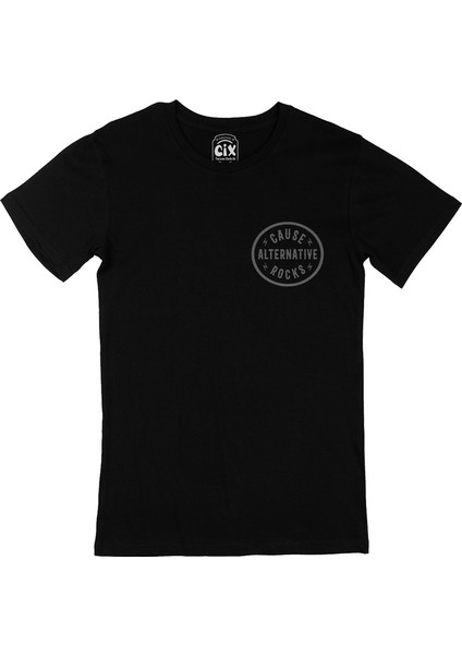 Cix Alternative Rocks Cep Logo Tasarımlı Siyah Tişört