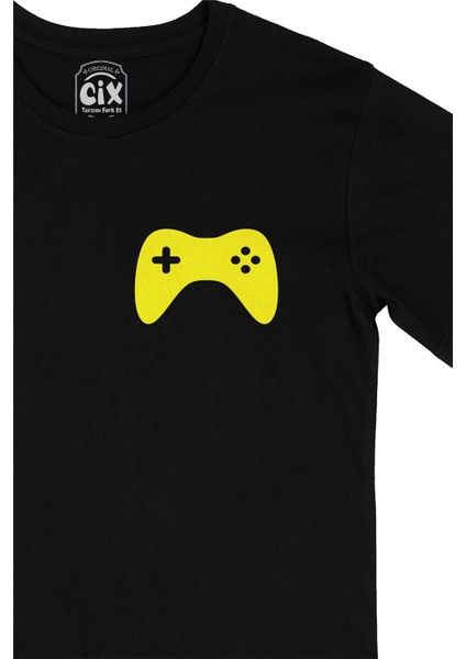 Cix Sarı Joystick Cep Logo Tasarımlı Siyah Tişört fiyatları