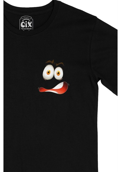 Cix Şaşkın Surat Cep Logo Tasarımlı Siyah Tişört fiyatları