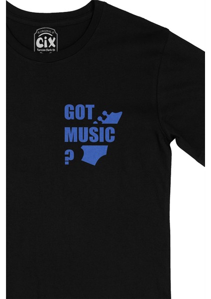Cix Got Music Cep Logo Tasarımlı Siyah Tişört