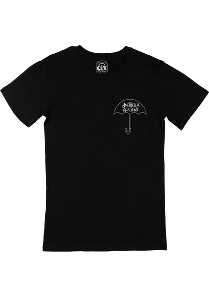 Cix Umbrella Academy Cep Logo Tasarımlı Siyah Tişört