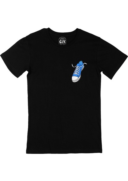 Cix Sneaker Görselli Cep Logo Tasarımlı Siyah Tişört