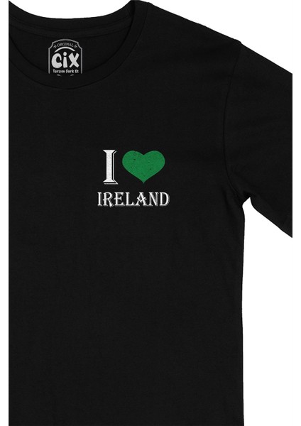 Cix I Love Irlanda Cep Logo Tasarımlı Siyah Tişört fiyatları