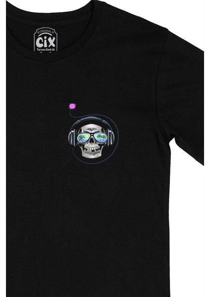 Cix Müzisyen Kuru Kafa Cep Logo Tasarımlı Siyah Tişört fiyatları