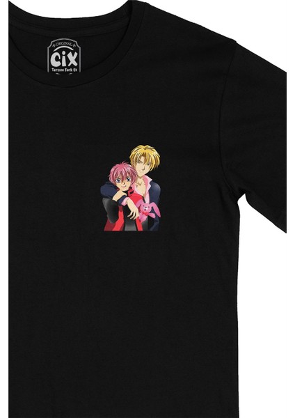 Cix Gravitation Anime Cep Logo Tasarımlı Siyah Tişört