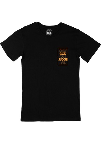 Only God Can Judge Me Cep Logo Tasarımlı Siyah Tişört