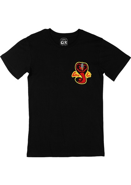 Cix Cobra Kai Cep Logo Tasarımlı Siyah Tişört