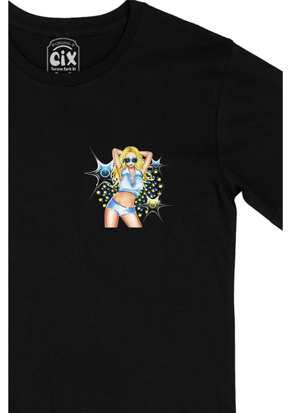 Star Girl Cep Logo Tasarımlı Siyah Tişört fiyatları