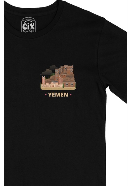 Cix Yemen Cep Logo Tasarımlı Siyah Tişört fiyatları