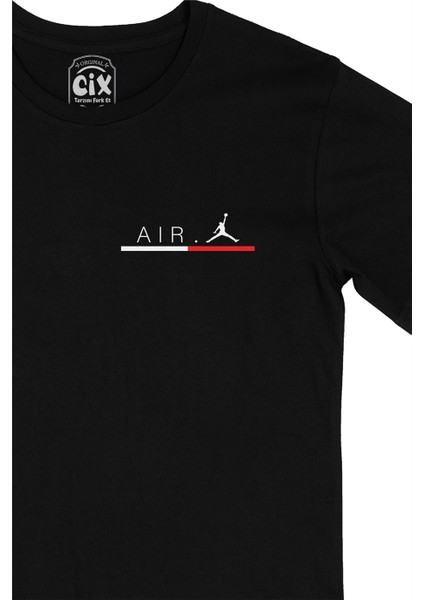 Cix Air Jordan Çizgili Cep Logo Tasarımlı Siyah Tişört fiyatları
