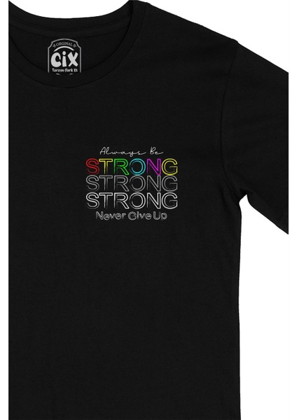 Strong Güçlü Ol Cep Logo Tasarımlı Siyah Tişört fiyatları