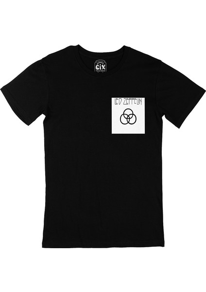Cix LED Zeppelin John Bonhamb Cep Logo Tasarımlı Siyah Tişört