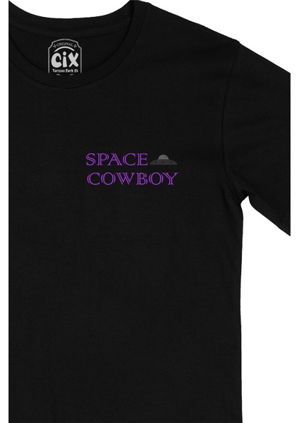 Space Cowboy Elon Musk Cep Logo Tasarımlı Siyah Tişört fiyatları