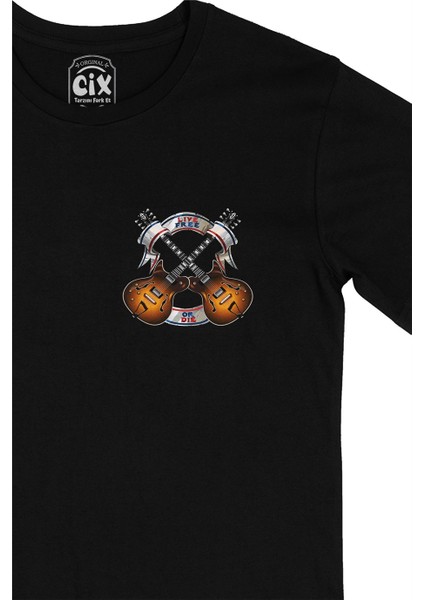 Cix Live Free Or Die Music Cep Logo Tasarımlı Siyah Tişört