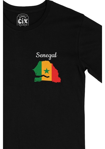 Cix Senegal Haritalı ve Bayraklı Cep Logo Tasarımlı Siyah Tişört fiyatları