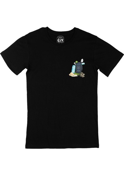 Cix Kamp Malzemeleri Cep Logo Tasarımlı Siyah Tişört
