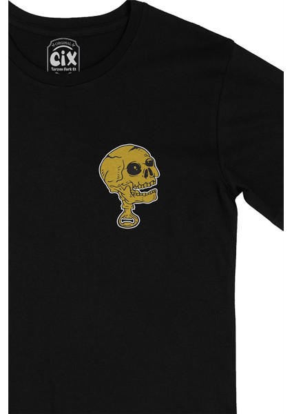 Cix Sarı Kuru Kafa Cep Logo Tasarımlı Siyah Tişört fiyatları