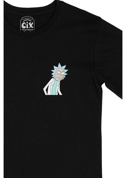 Cix Rick And Morty Cep Logo Tasarımlı Siyah Tişört
