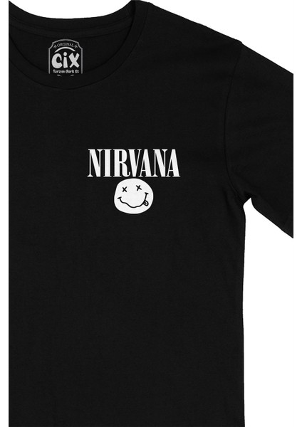 Nirvana Sarı Tasarım Cep Logo Tasarımlı Siyah Tişört fiyatları