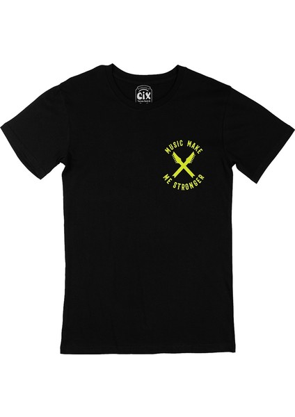 Cix Music Make Me Stronger Cep Logo Tasarımlı Siyah Tişört