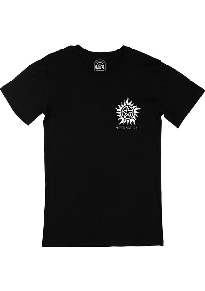 Cix Supernatural Cep Logo Tasarımlı Siyah Tişört