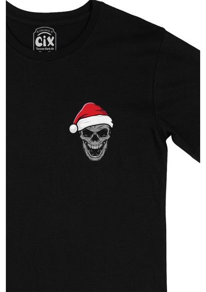 Santa Skull Cep Logo Tasarımlı Siyah Tişört fiyatları